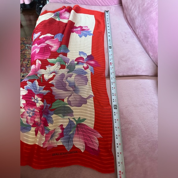 Balenciaga 100% Silk Scarf - Authentic sheer wrap - Picture 6 of 11